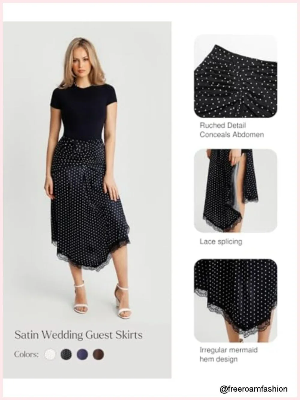 Satin Midi Skirt with Built-in Shapewear Tummy Control Side Slit Lace Mermaid